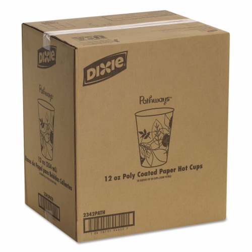Dixie® Pathways Paper Hot Cups, 12 Oz, 50/pack 2342PATH Perspective: left