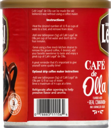 Legal cafe de la olla con canela, ground mexican coffee with cinnamon  flavor11oz