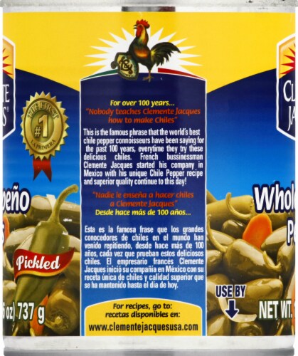 Clemente Jacques Pickled Whole Jalapeno Peppers Perspective: left
