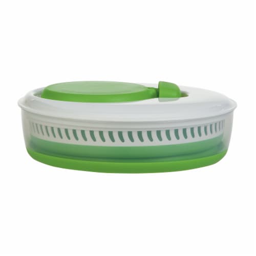 Progressive Collapsible Salad Spinner - Green/White Perspective: left