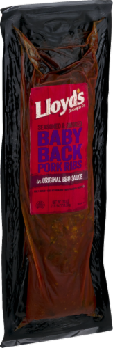 Lloyd's Seasoned & Smoked Baby Back Pork Ribs in Original BBQ Sauce Perspective: left