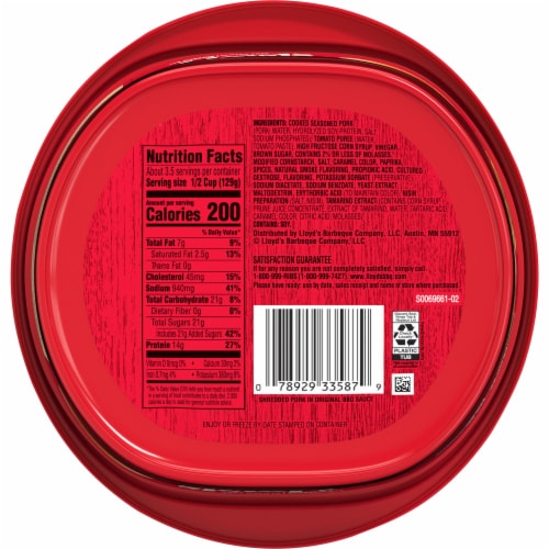 Lloyd's® Original BBQ Sauce Seasoned Shredded Pork Perspective: left