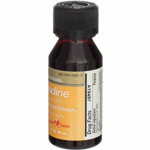 GoodSense Iodine First Aid Antiseptic Liquid, 1 fl oz Perspective: left