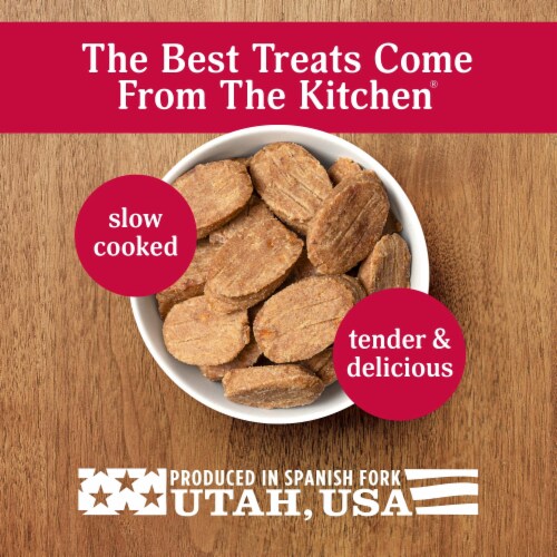 Milo’s Kitchen Chicken & Apple Sausage Slices Dog Treats Perspective: left