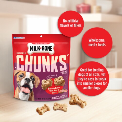 Milk-Bone Chock Full of Chunks With Beef and Bacon Dog Treats, 12 oz Perspective: left