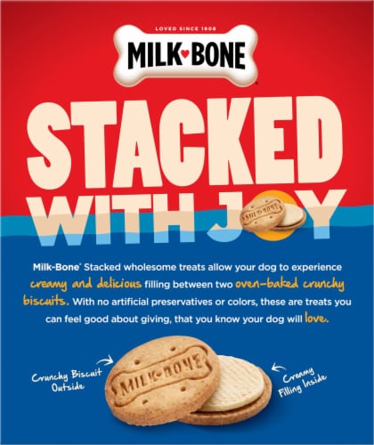 Milk-Bone Stacked Dog Biscuits, Molasses & Peanut Butter Flavor, Naturally & Artificially Flavored Perspective: left