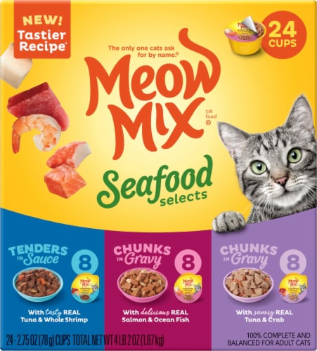 Meow Mix® Seafood Selects Variety Pack Wet Cat Food Perspective: left