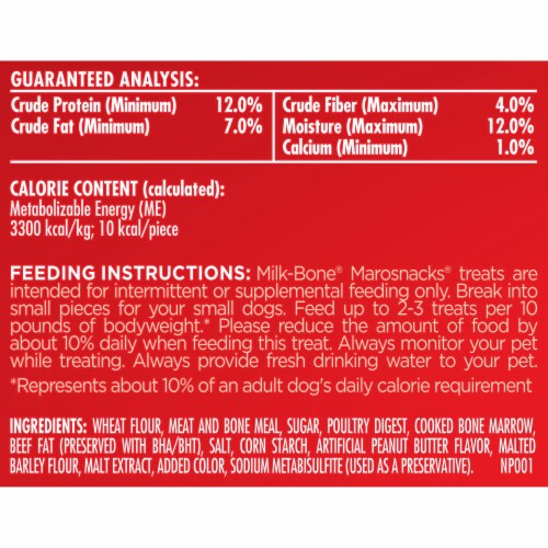 Milk-Bone MaroSnacks Peanut Butter Flavor Dog Treats With Bone Marrow Perspective: left