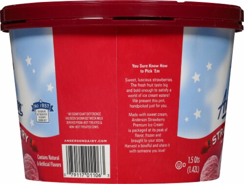 Anderson Dairy Strawberry Ice Cream Tub Perspective: left