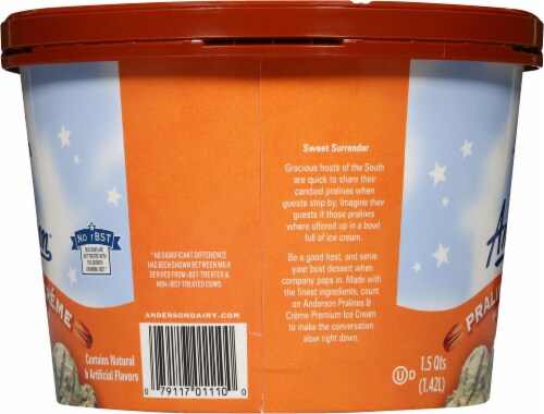 Anderson Dairy Pralines & Cream Ice Cream Tub Perspective: left