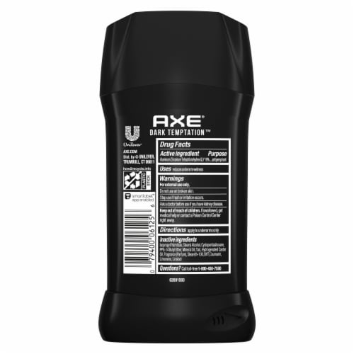 Axe Dark Temptation Men's Deodorant Stick Dark Chocolate Scent Perspective: left