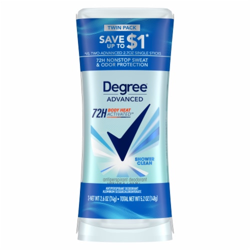 Degree Advanced Women's Antiperspirant Deodorant Stick Shower Clean Twin Pack Perspective: left