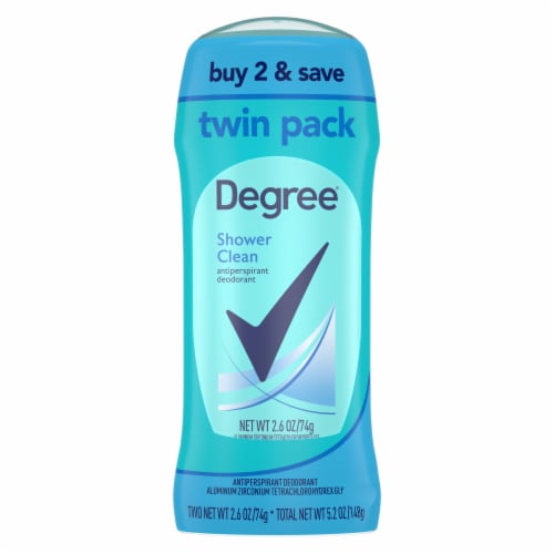 Degree Women's Antiperspirant Deodorant Stick Shower Clean Twin Pack Perspective: left