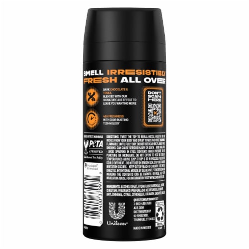 AXE Body Spray Deodorant Dark Temptation Deodorant for Men Formulated Without Aluminum Perspective: left