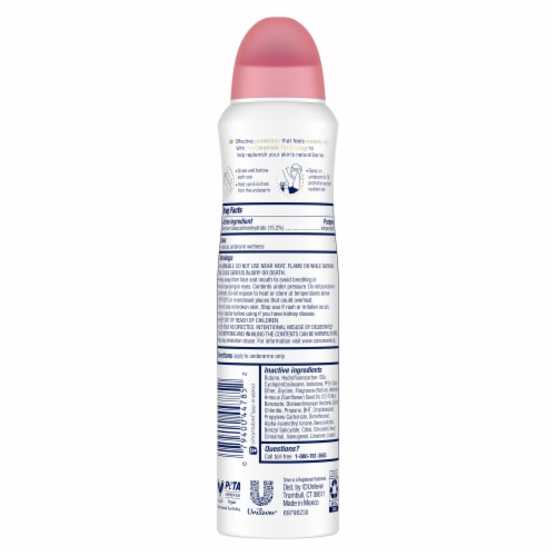 Dove Advanced Care Rose Petals, Dry Spray Antiperspirant Deodorant Perspective: left
