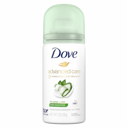 Dove Advanced Care Cool Essentials, Dry Spray Antiperspirant Deodorant, Travel Size Perspective: left