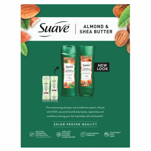 Suave Professionals Almond and Shea Butter Moisturizing Shampoo and Conditioner Perspective: left