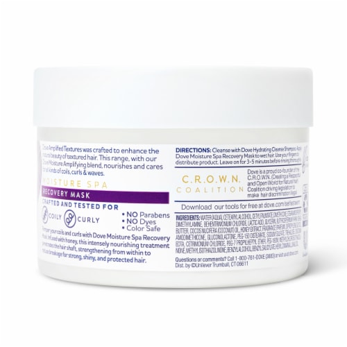 Dove Amplified Textures with Honey Moisture Spa Recovery Hair Mask Perspective: left