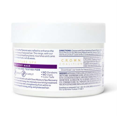 Dove Amplified Textures with Honey Moisture Spa Recovery Hair Mask Perspective: left