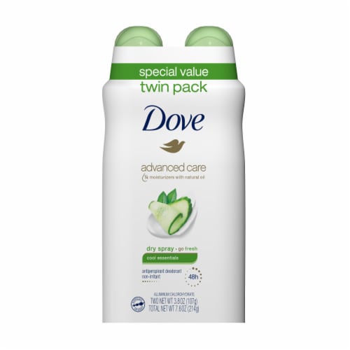 Dove Advanced Care Cool Essentials Dry Spray Antiperspirant Deodorant Perspective: left