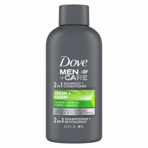 Dove Men+Care Fortifying Fresh and Clean with Caffeine 2 in 1 Shampoo and Conditioner Perspective: left