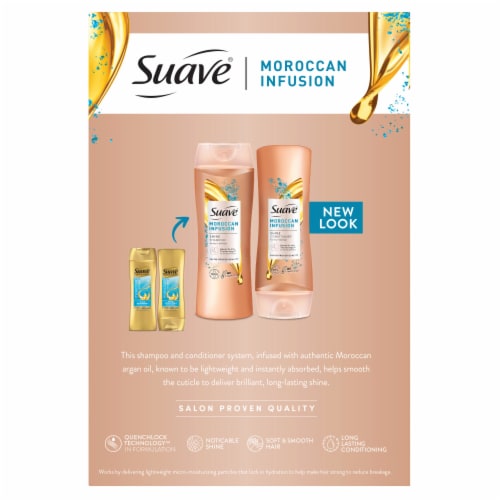 Suave® Moroccan Oil Infusion Shine Shampoo & Conditioner Perspective: left