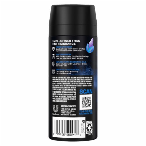 Axe Fine Fragrance Collection Men's Premium Deodorant Body Spray Blue Lavender Aluminum-Free Perspective: left
