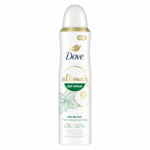 Dove Ultimate Cucumber Water & Mint Dry Spray Antiperspirant Perspective: left