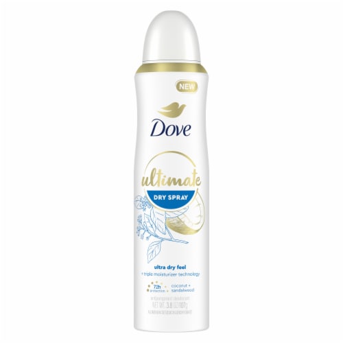 Dove Ultimate Coconut and Sandalwood Dry Spray Antiperspirant Perspective: left