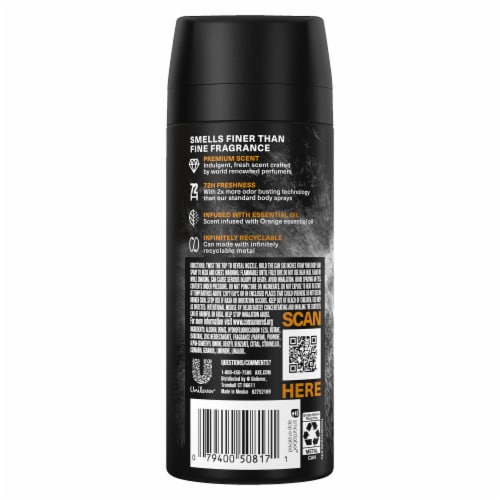 AXE Fine Fragrance Collection Premium Body Spray Black Vanilla With Orange + Sandalwood 4 oz Perspective: left
