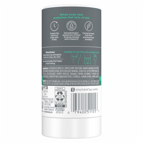 Dove Men+Care Whole Body Deodorant Aluminum-free Stick Aloe + Bamboo Perspective: left