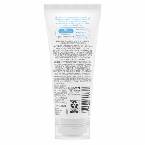 Dove Whole Body Deo Aluminum Free Invisible Cream Deodorant Unscented Perspective: left