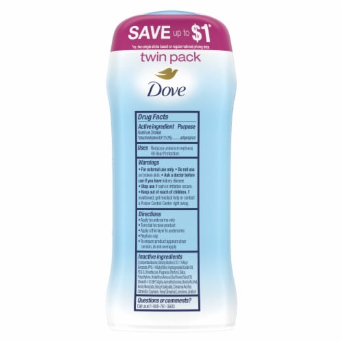 Dove Invisible Solid Women's Antiperspirant Deodorant Stick Powder Scent Twin Pack Perspective: left