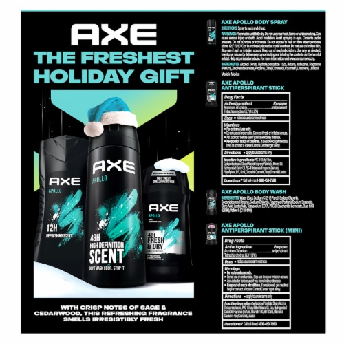 AXE Freshest Holiday Gift Set: Body Wash, Body Spray & Antiperspirant Deoderant , Sage & Cedarwood Perspective: left