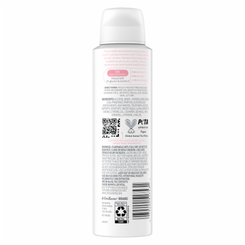 Dove Whole Body Deodorant Cooling Spray Raspberry & Rose Perspective: left