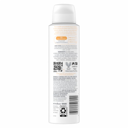 Dove Whole Body Deodorant Cooling Spray Peach & White Tea Perspective: left