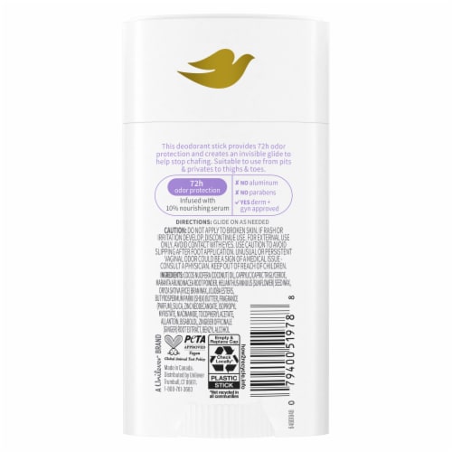 Dove Whole Body Deo Aluminum Free Anti-friction Deodorant Stick Coconut + Vanilla Perspective: left