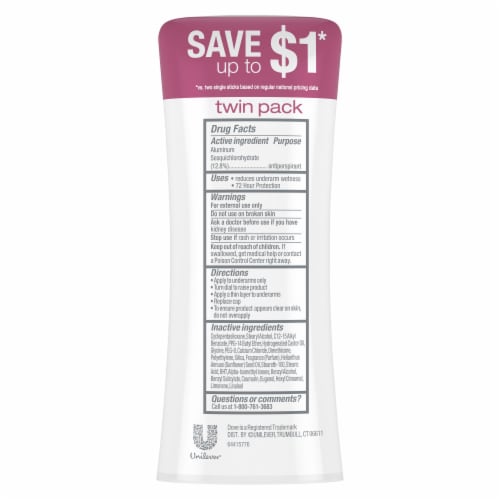Dove Advanced Care Women's Antiperspirant Deodorant Stick Caring Coconut Twin Pack Perspective: left