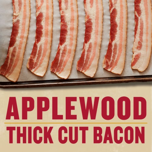 Wright Brand Applewood Real Wood Smoked Thick Cut Bacon Stack pack Perspective: left
