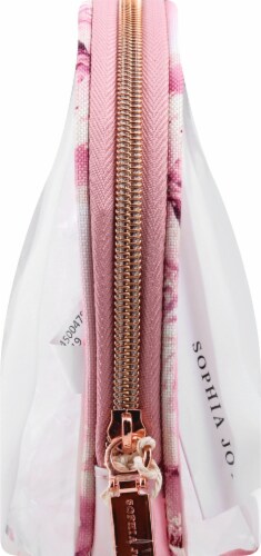 Sophia Joy Round Top Cosmetics Organizer - Clear/Pink Perspective: left