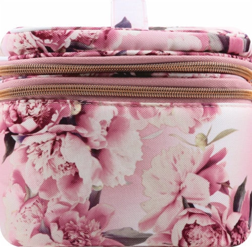 Pink Floral Makeup Bag