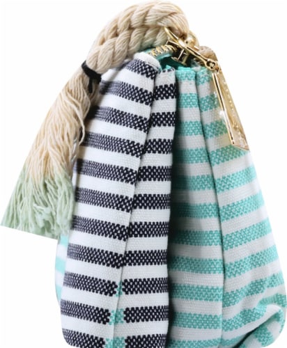 Sophia Joy Two Tone Stripe Purse Makeup Bag Perspective: left