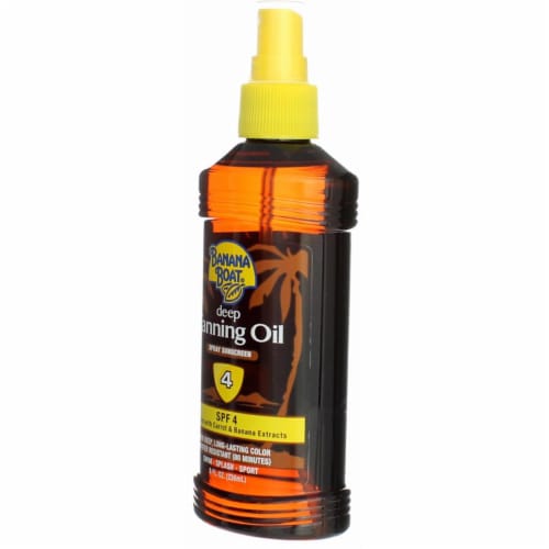 Banana Boat Dark Tanning Spray Oil SPF 4 Infused With Carrot + Banana Extracts + Coconut Oil Perspective: left