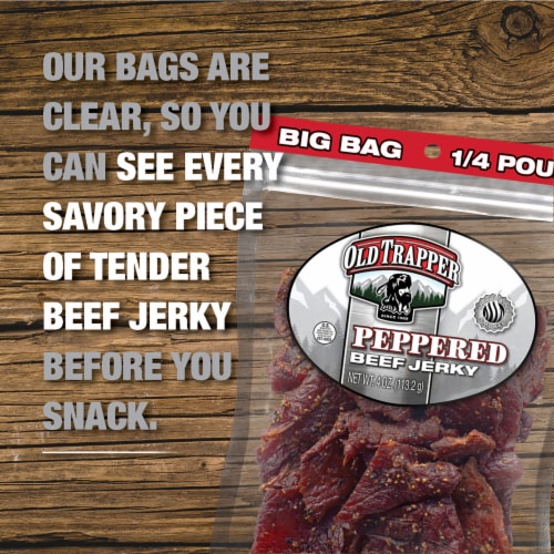 Old Trapper Peppered Beef Jerky Perspective: left
