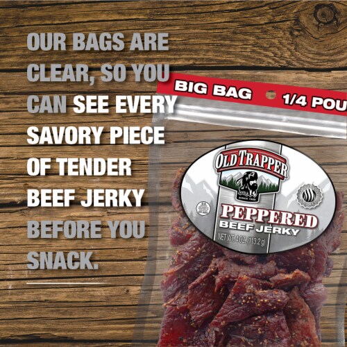 Old Trapper Peppered Beef Jerky Perspective: left