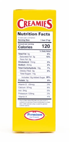 Creamies Reduced Fat Banana Cream Ice Cream Bars Perspective: left
