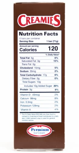 Creamies Reduced Fat Chocolate Ice Cream Bars Perspective: left