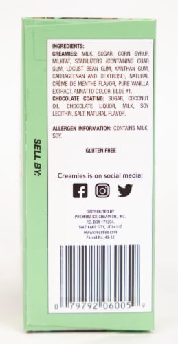 Creamies Reduced Fat Mint Chocolate Ice Cream Bars Perspective: left