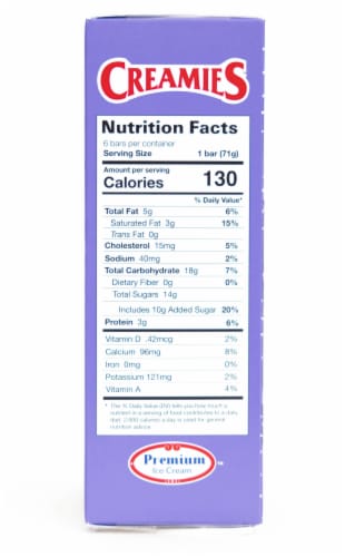 Creamies Cookies & Cream Ice Cream Bars Perspective: left