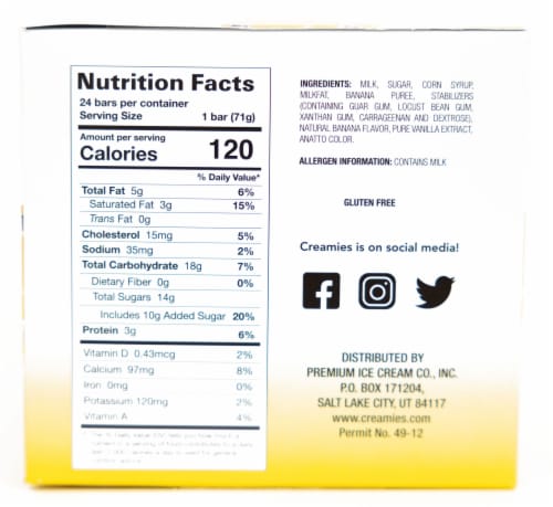 Creamies Reduced Fat Banana Ice Cream Bars Perspective: left